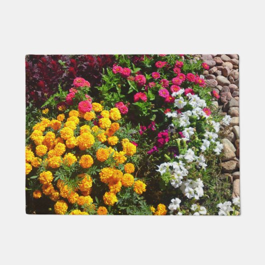 Marigold Zinnia Petunia Celosia Flower Mix Doormat Fußmatte (Vorderseite)