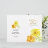Marigolds Aquarellgelb Große Hochzeitsprogramm (Stehend Vorderseite)