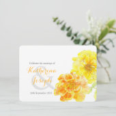 Marigolds Aquarellgelbe Hochzeit einladen Einladung (Stehend Vorderseite)