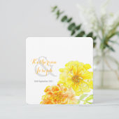 Marigolds Aquarellgelber Hochzeitsplatz einladen Einladung (Stehend Vorderseite)