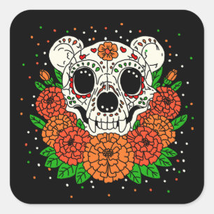 Marigolds & Bärenschädel im Oktober Quadratischer Aufkleber