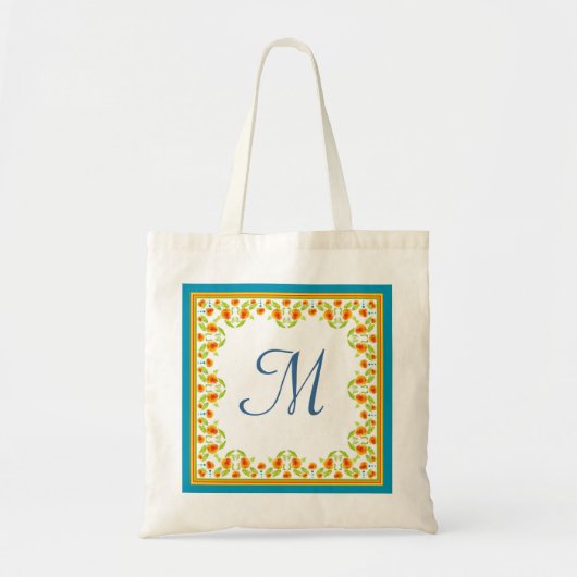 Marigolds Border Monogram Tote Bag Tragetasche (Vorne)