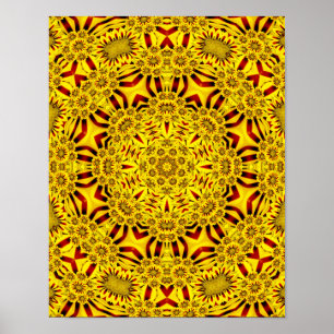 Marigolds Gelb und Vintages Kaleidoskop Poster