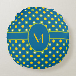Marigolds, grün, gelb Polka Dot Monogram Kissen