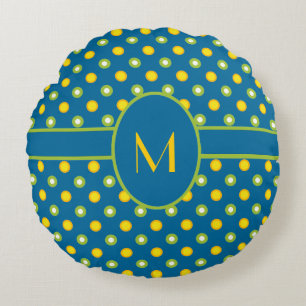 Marigolds, grün, gelb Polka Dot Monogram Kissen