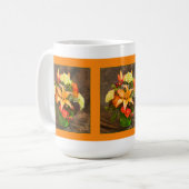 Marigolds, Hydrangea, Lilies Autumn Floral Kaffeetasse (Vorderseite Links)