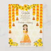 Marigolds niedlich indisches Mädchen Haldi Einladu (Vorderseite)