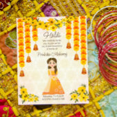 Marigolds niedlich indisches Mädchen Haldi Einladu