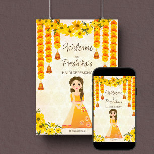 Marigolds niedlich indisches Mädchen Haldi Sondere Poster