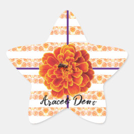 Marigolds und Biene Stern-Aufkleber