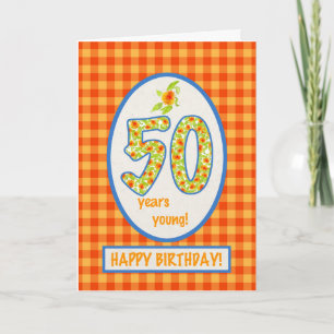 Marigolds und Karo Gingham: 50. Geburtstagskarte Karte