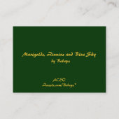 Marigolds, Zinnias und Blue Sky ATC Visitenkarte (Rückseite)