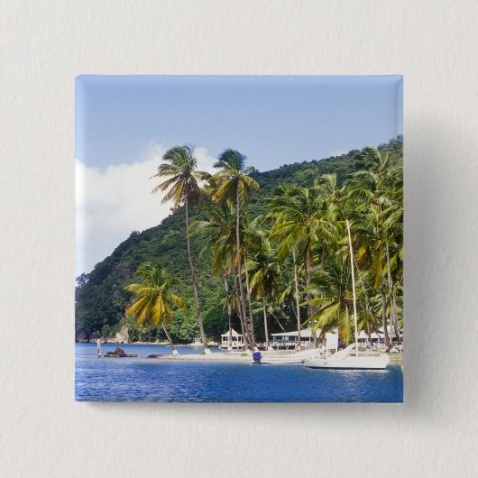Marigot Bay, St. Lucia, Karibik Button (Vorderseite)
