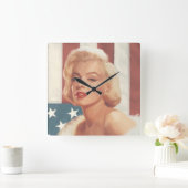 Marilyn Flag Quadratische Wanduhr (Zuhause)