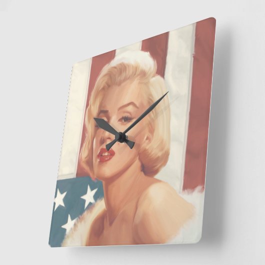 Marilyn Flag Quadratische Wanduhr (Winkel)