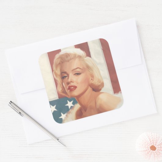 Marilyn Flag Quadratischer Aufkleber (Umschlag)