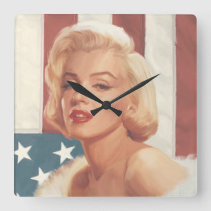 Marilyn-Flagge Quadratische Wanduhr