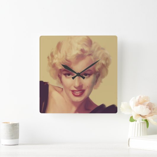 Marilyn im Schwarzen Quadratische Wanduhr (Zuhause)