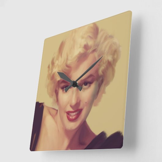 Marilyn im Schwarzen Quadratische Wanduhr (Winkel)