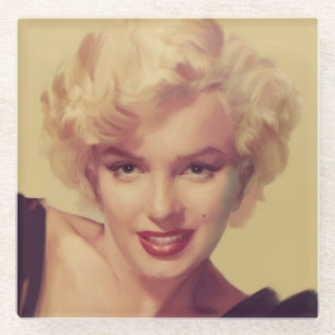 Marilyn in Schwarz Glasuntersetzer