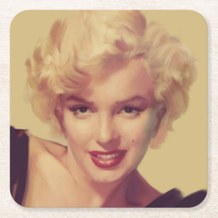 Marilyn in Schwarz Rechteckiger Pappuntersetzer