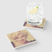 Marilyn in Schwarz Steinuntersetzer (Seitenansicht)