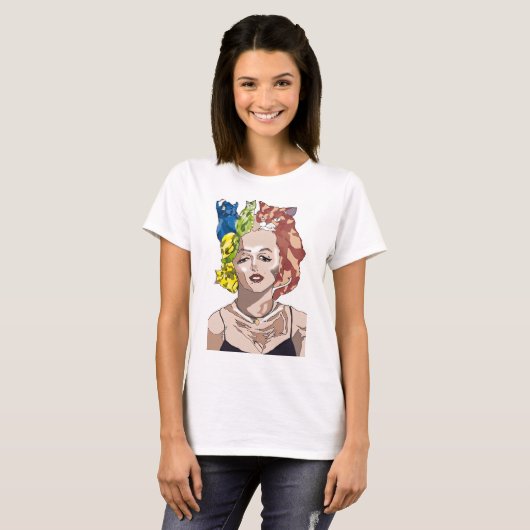 Marilyn Monroe Cat Colorful T-Shirt (Vorne ganz)