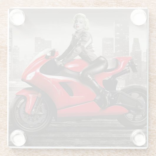 Marilyn Motorrad Glasuntersetzer (Rückseite)