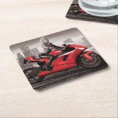 Marilyn Motorrad Rechteckiger Pappuntersetzer (angewinkelt)