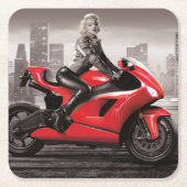 Marilyn Motorrad Rechteckiger Pappuntersetzer (Vorderseite)