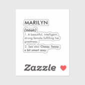Marilyn name, Editable name, Custom name Aufkleber (Blatt)