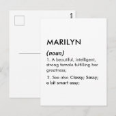 Marilyn name, Editable name, Custom name Postkarte (Vorne/Hinten)