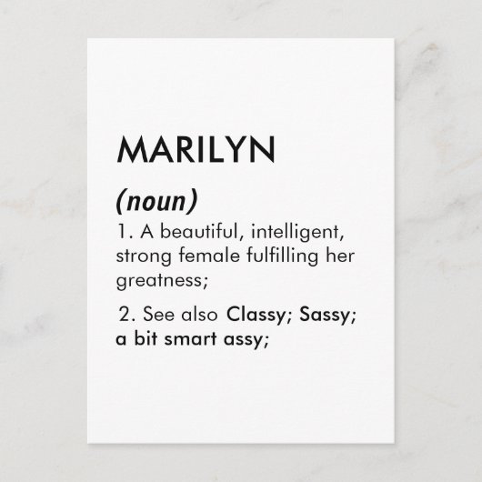 Marilyn name, Editable name, Custom name Postkarte (Vorderseite)