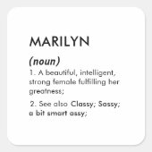 Marilyn name, Editable name, Custom name Quadratischer Aufkleber (Vorderseite)
