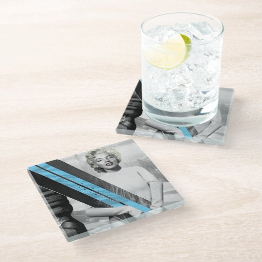 Marilyn Snowboard Glasuntersetzer (Schrägansicht)