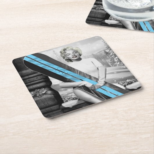 Marilyn Snowboard Rechteckiger Pappuntersetzer (angewinkelt)