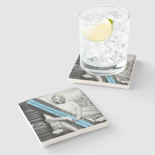 Marilyn Snowboard Steinuntersetzer (Seitenansicht)