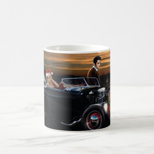 Marilyn- und Elvis-Weihnachtsfreude-Fahrt Kaffeetasse (Mittel)