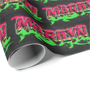 Marilyn Vorname Name Graffiti red green Geschenkpapier