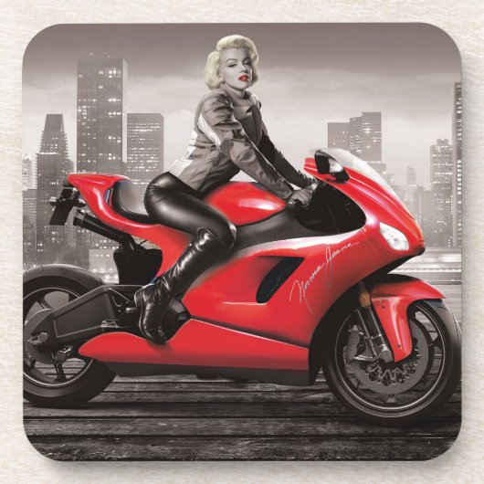 Marilyns Motorrad Getränkeuntersetzer (Vorderseite)