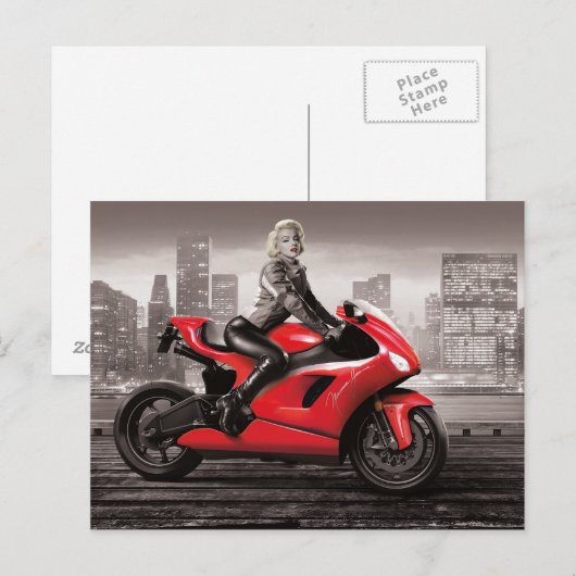 Marilyn's Motorrad Postkarte (Vorne/Hinten)