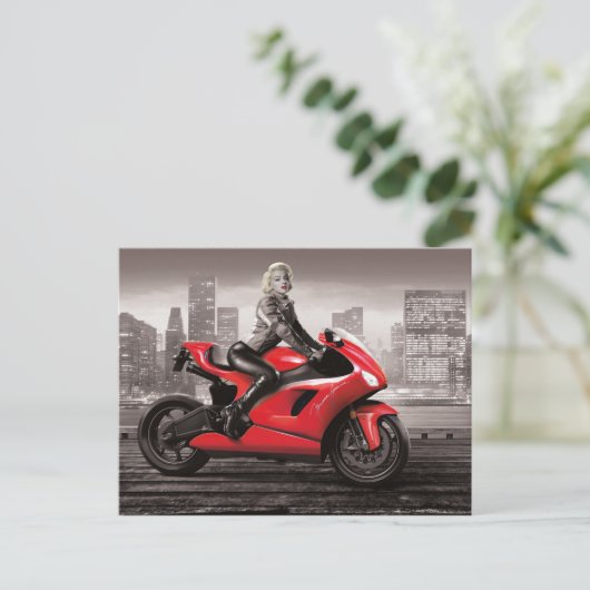 Marilyn's Motorrad Postkarte (Stehend Vorderseite)