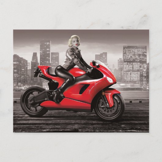Marilyn's Motorrad Postkarte (Vorderseite)