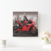 Marilyn's Motorrad Quadratische Wanduhr (Zuhause)