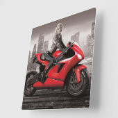 Marilyn's Motorrad Quadratische Wanduhr (Winkel)