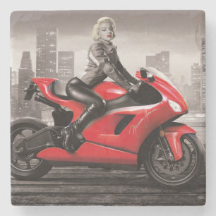 Marilyns Motorrad Steinuntersetzer