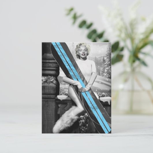 Marilyn's Snowboard Postkarte (Stehend Vorderseite)