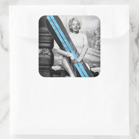 Marilyn's Snowboard Quadratischer Aufkleber (Tasche)