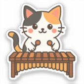 Marimba Buntkatze Kunst Aufkleber (Vorderseite)