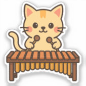 Marimba-Schlegel-Katzenkunst Aufkleber (Vorderseite)